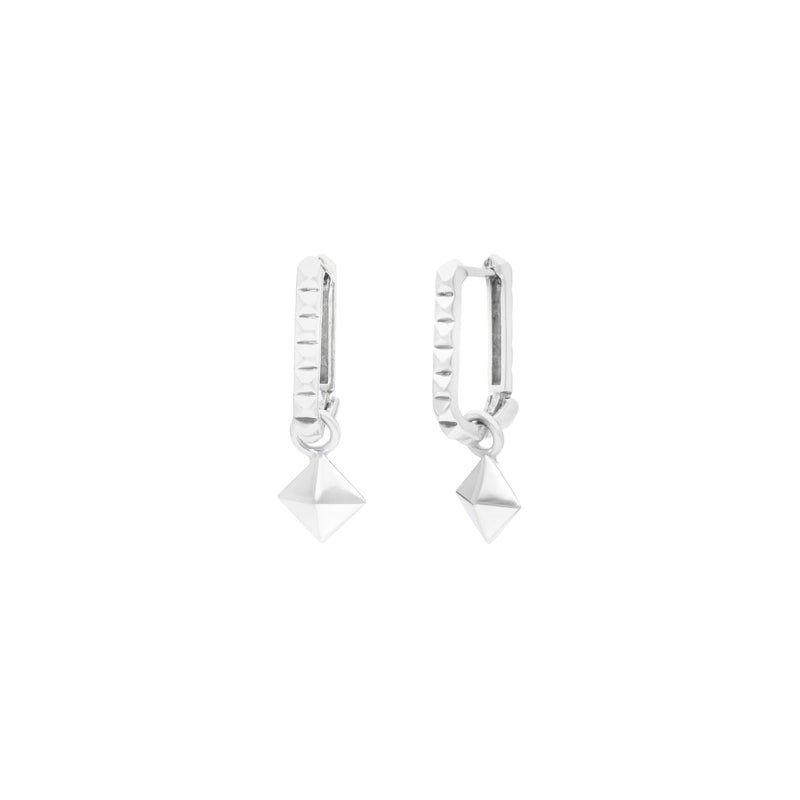 Pinnacle U-Hoop with Charm Earrings Silver