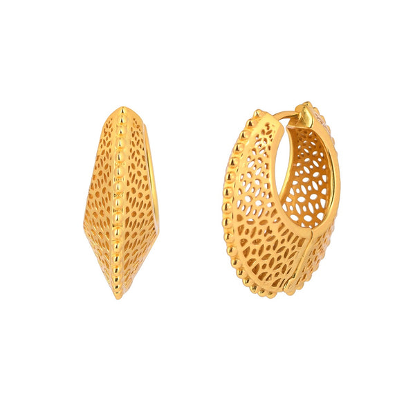 Ribbons & Lace Statement Hoop Earring Gold
