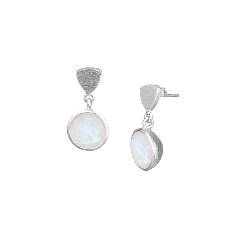 Geo Glam Hemisphere Stone Drop Earrings Silver
