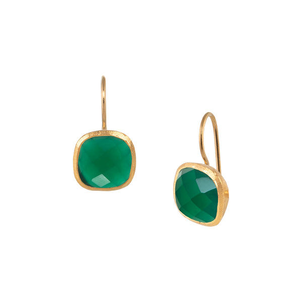 Geo Glam Cup Stone Hook Earrings