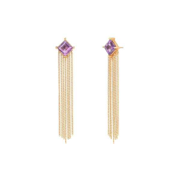 Ribbons & Lace Aescher Amethyst Parisian Tassels Statement Earrings