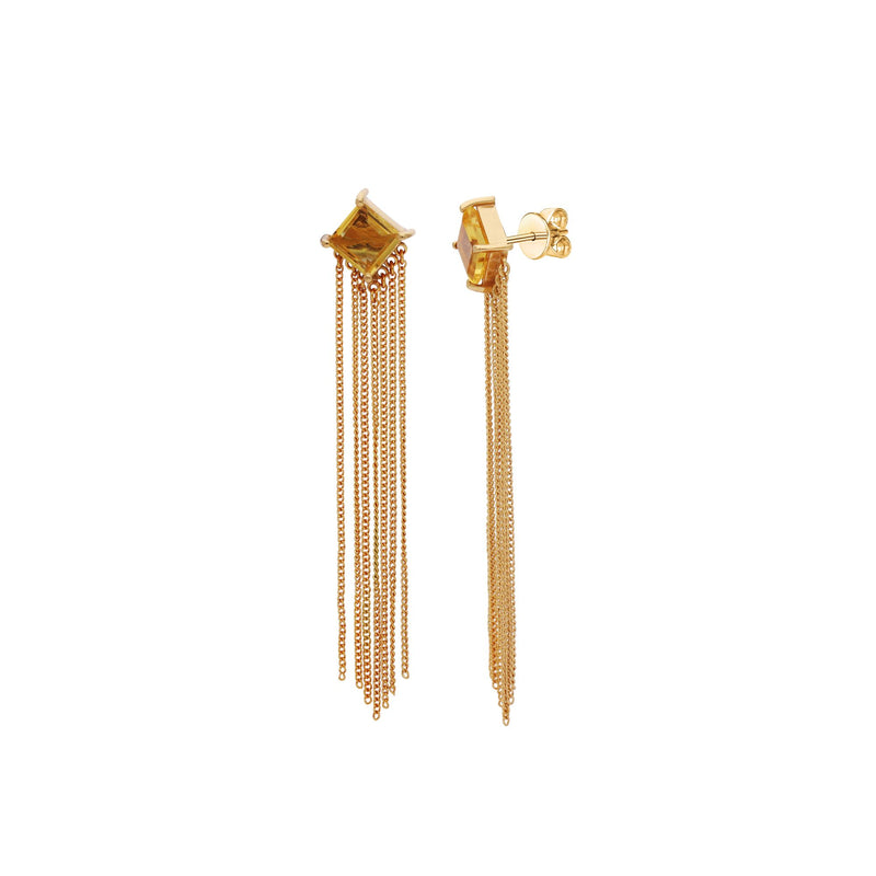 Ribbons & Lace Aescher Citrine Parisian Tassels Statement Earrings Gold