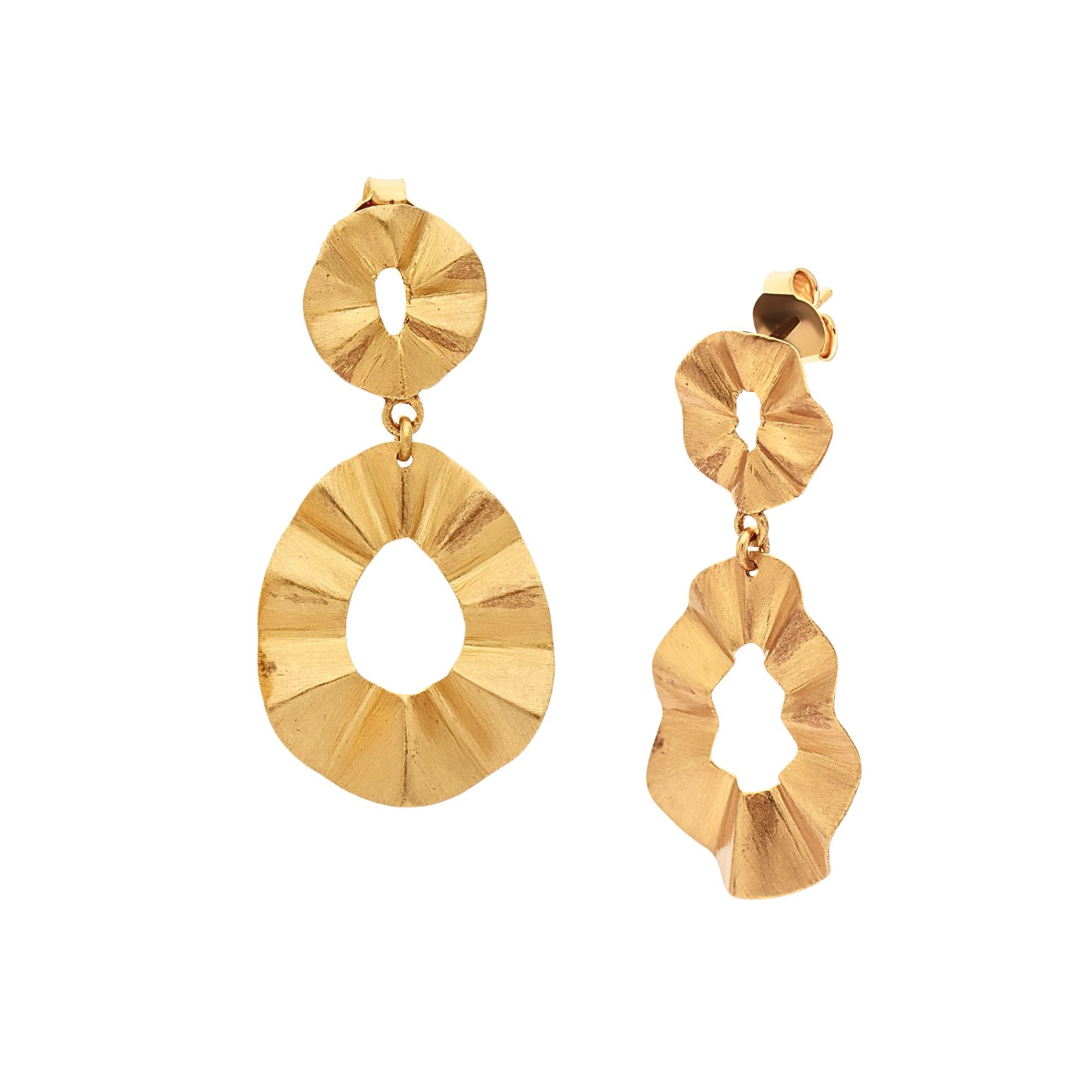Ribbons & Lace Furl Statement Earrings Gold