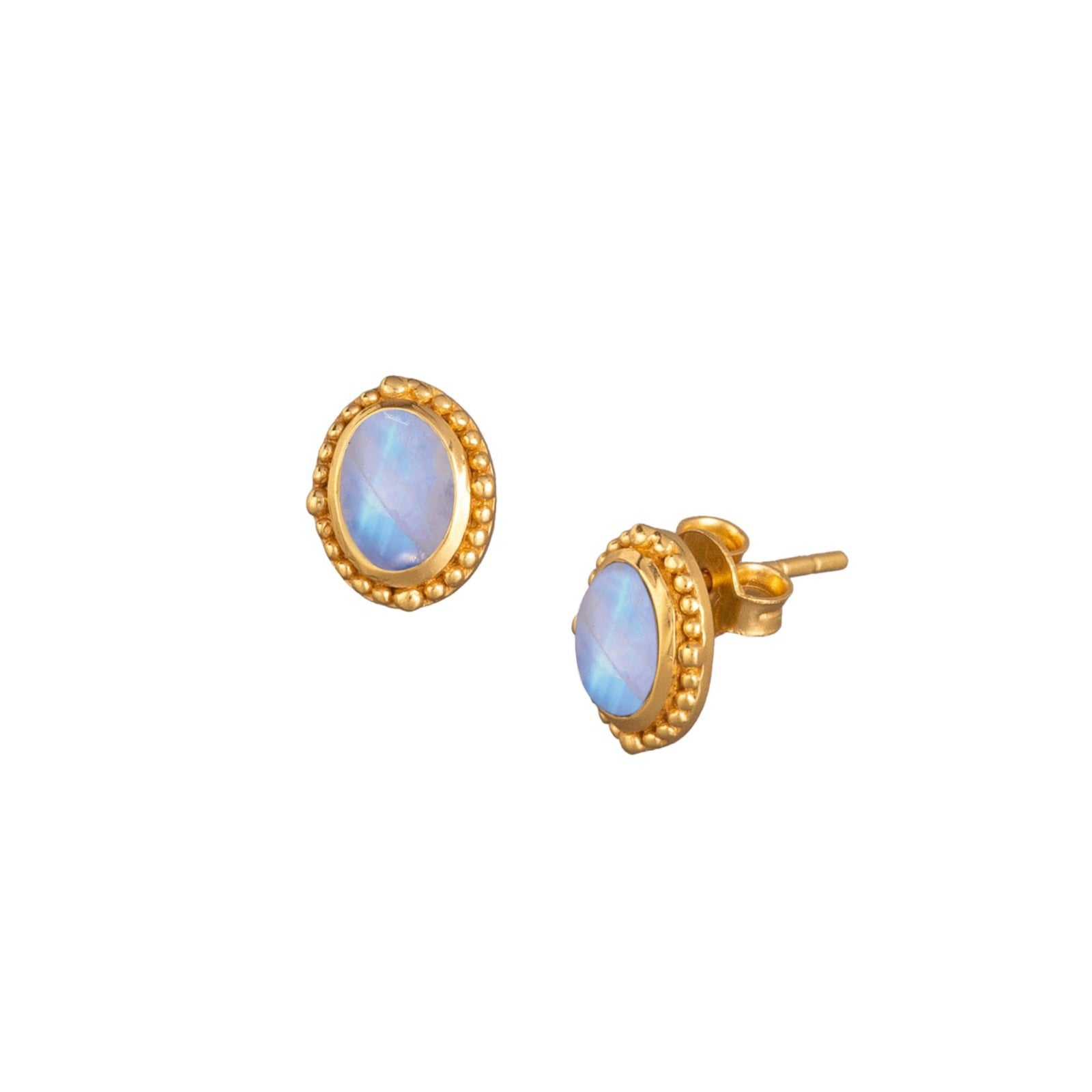 Delicate Vintage Oval Stone Studs
