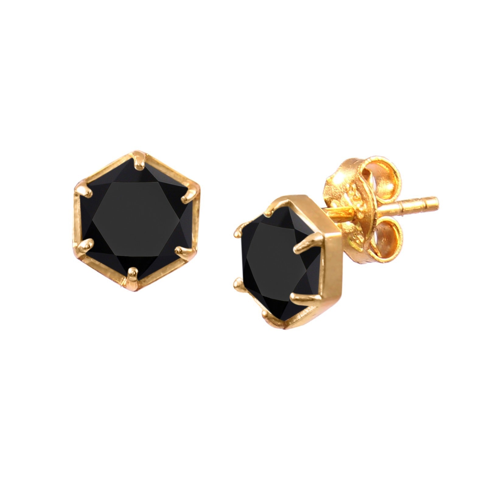 Geo Glam Hexagon Stone Stud Earrings