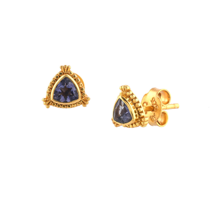 Delicate Vintage Triangle Stone Stud Earrings