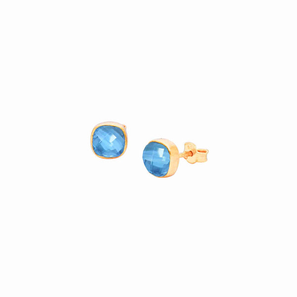 Geo Glam Minimal Square Stone Studs Gold