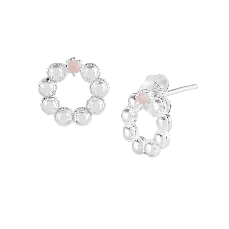 Delicate Vintage Dotted Circle Small Stone Stud Earring
