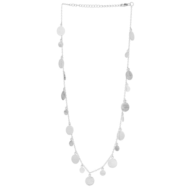 Shimmering Disks Multi-Coin Statement Necklace Silver