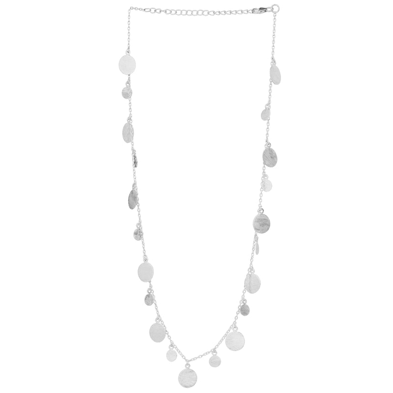 Shimmering Disks Coin Long Necklace Silver