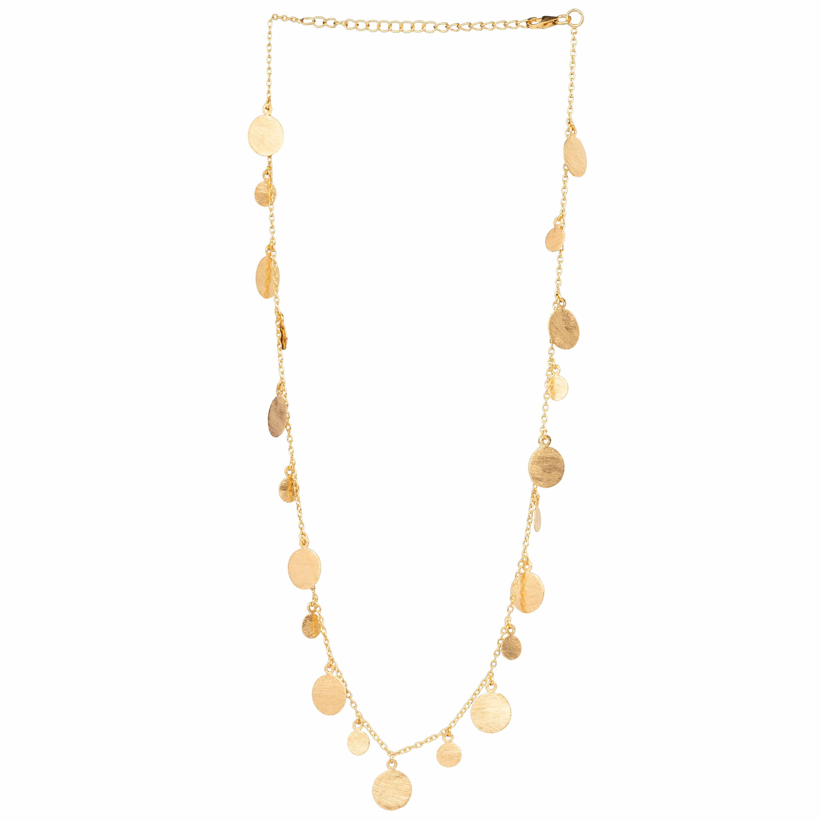 Shimmering Disks Multi-Coin Statement Necklace Gold