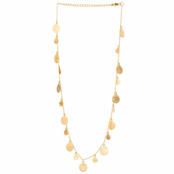Shimmering Disks Multi-Coin Statement Necklace Gold