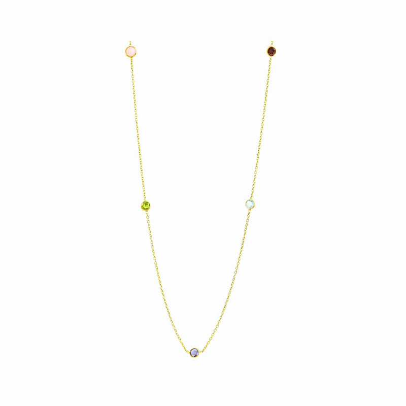Tautropfen gepunktete Edelsteine Lange Halskette Gold