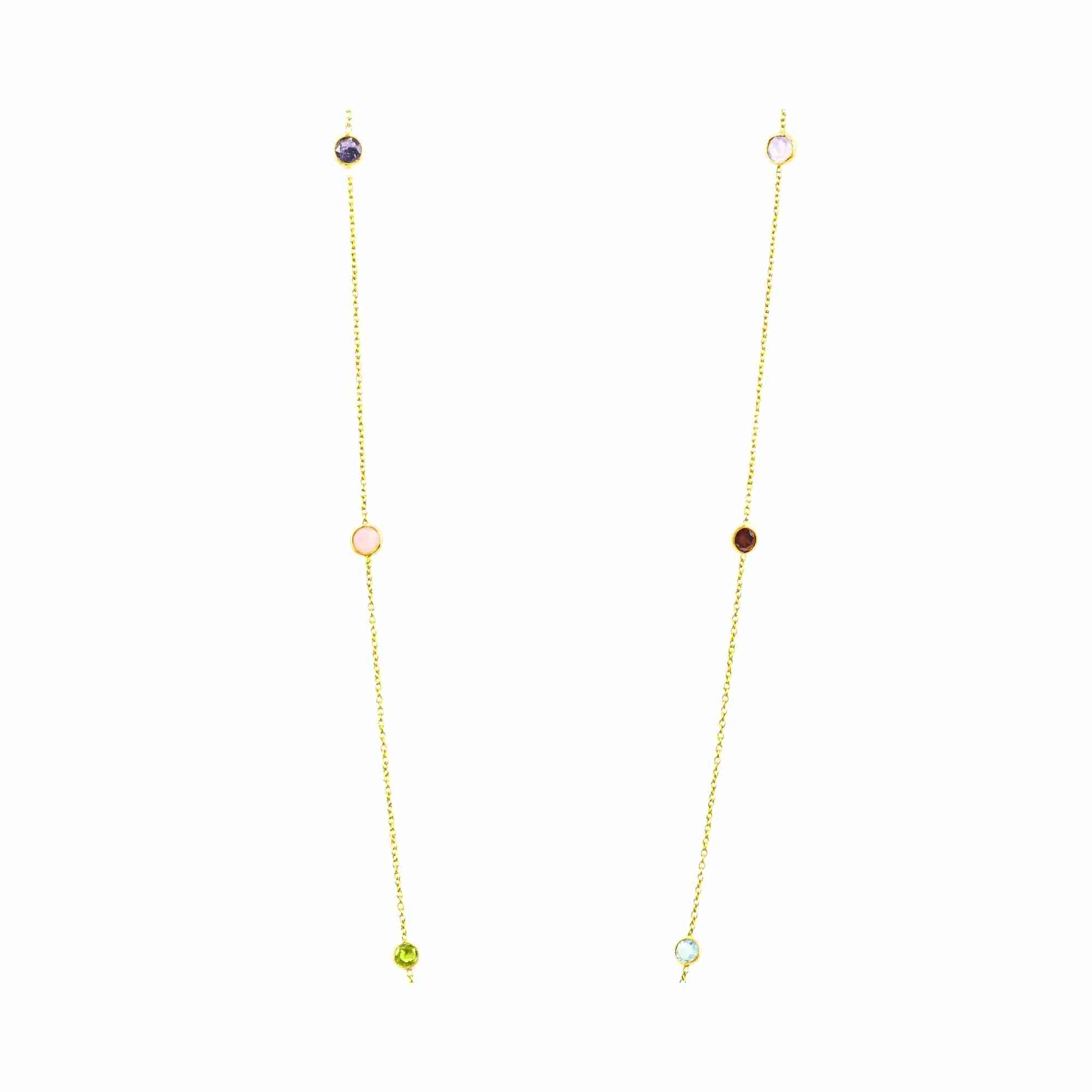 Tautropfen gepunktete Edelsteine Lange Halskette Gold