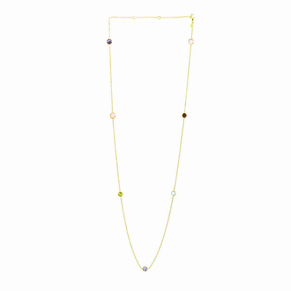 Tautropfen gepunktete Edelsteine Lange Halskette Gold