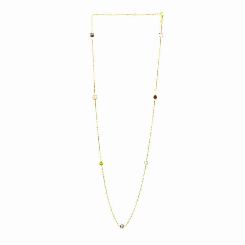 Tautropfen gepunktete Edelsteine Lange Halskette Gold