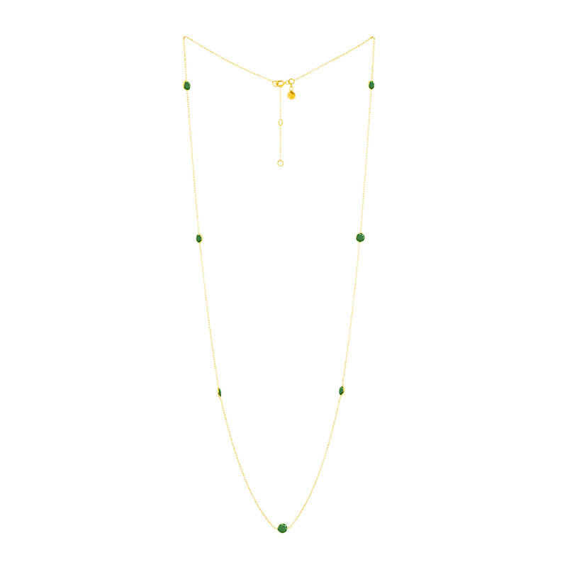 Dew Drops Dotted Nephrite Long Necklace Gold
