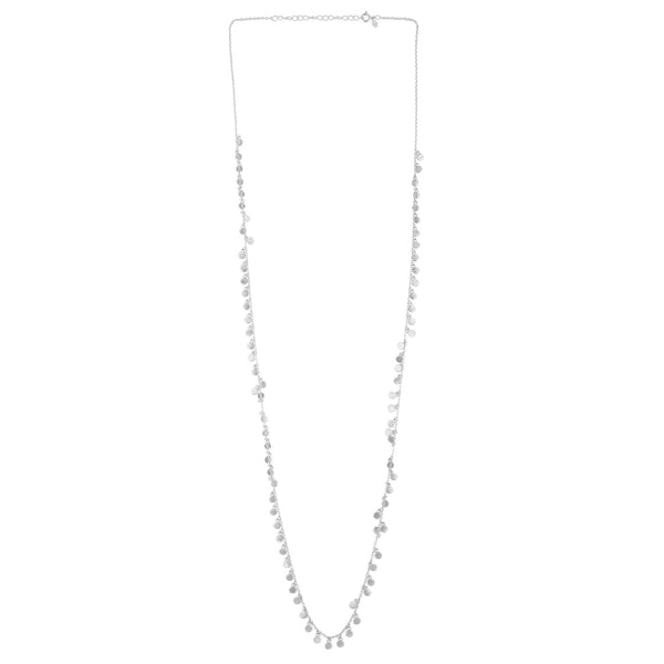 Shimmering Disks Small Multi Disc Long Necklace Silver