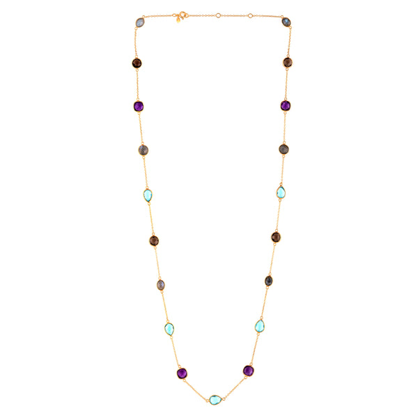 Kaleidoscope Multi-coloured Stones Long Necklace