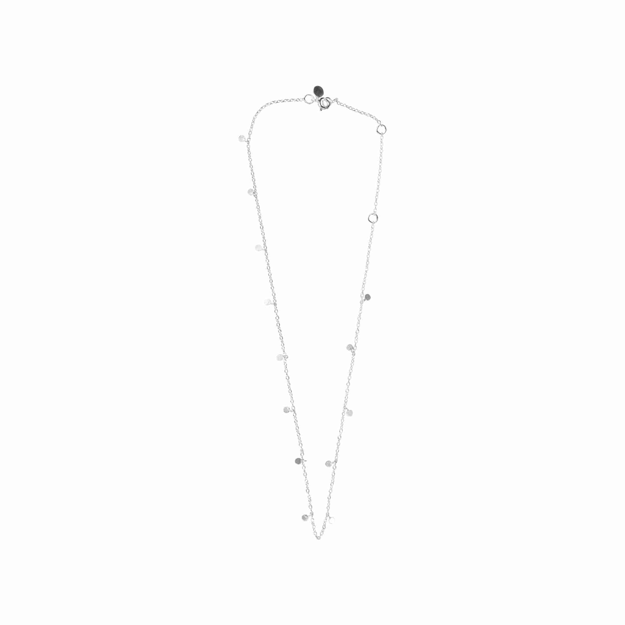 Collier chaîne disques constellation scintillant argent