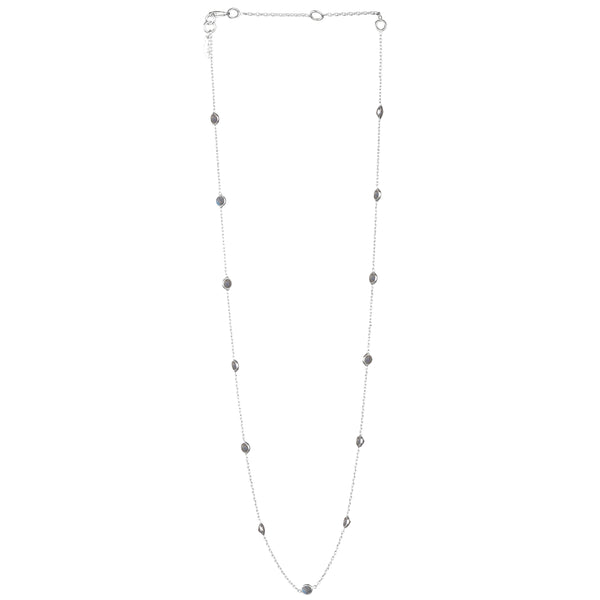 Dew Drops Dotted Labradorite Short Necklace Silver