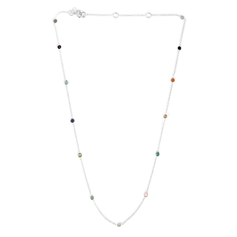 Dew Drops Dotted Gemstones Necklace Silver