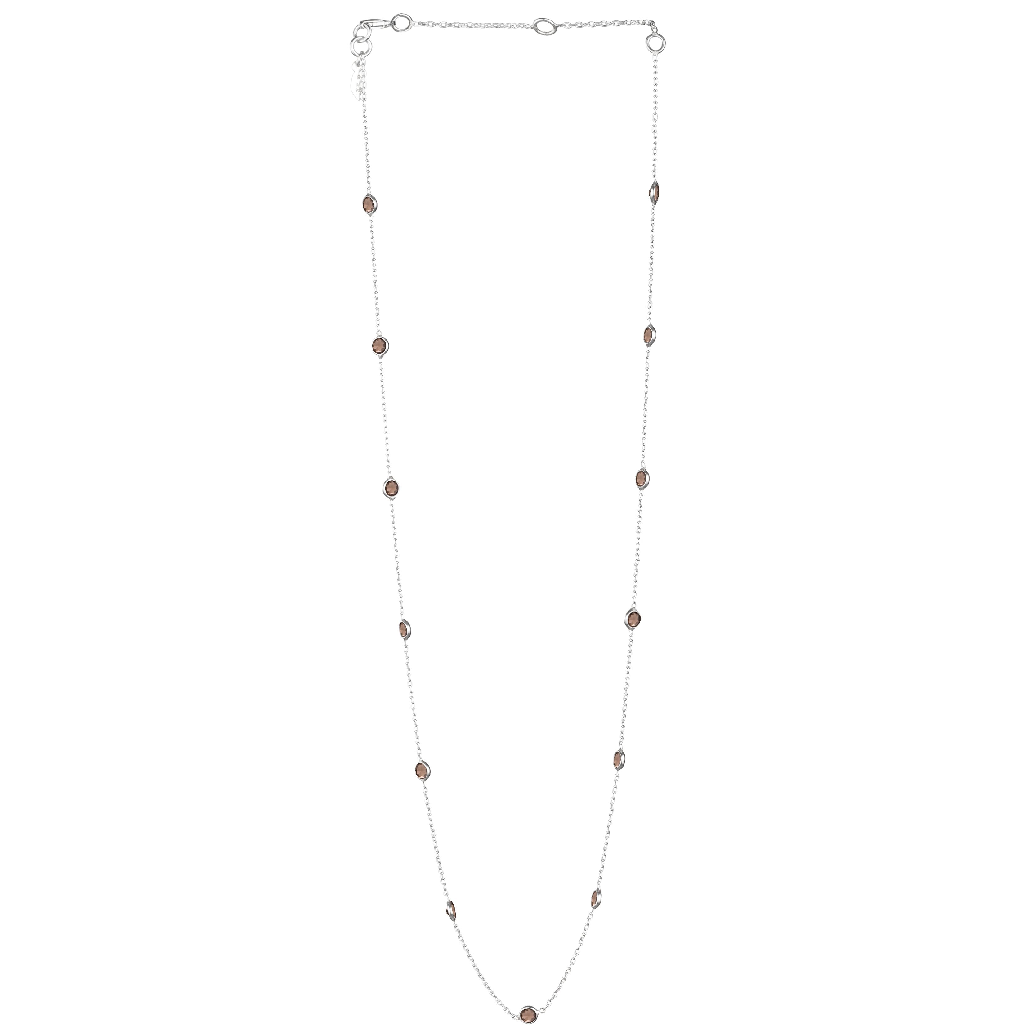 Dew Drops Dotted Smoky Quartz Necklace Silver
