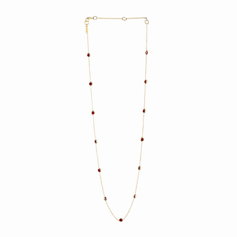 Dew Drops Dotted Garnet Necklace Gold