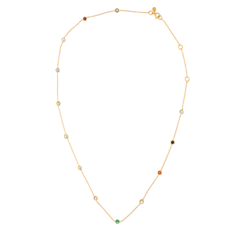 Dew Drops Dotted Gemstones Necklace Gold