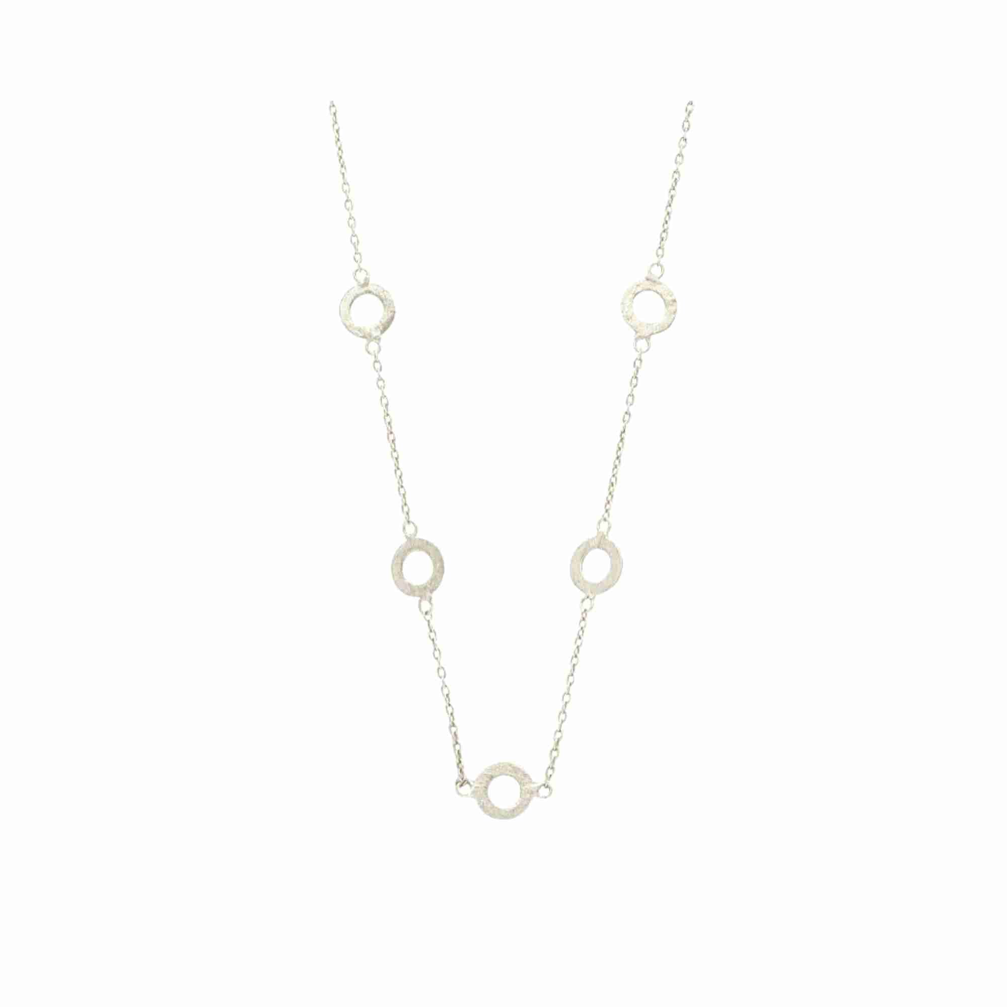 Shimmering Disks Multi-Circle Links Necklace Silver