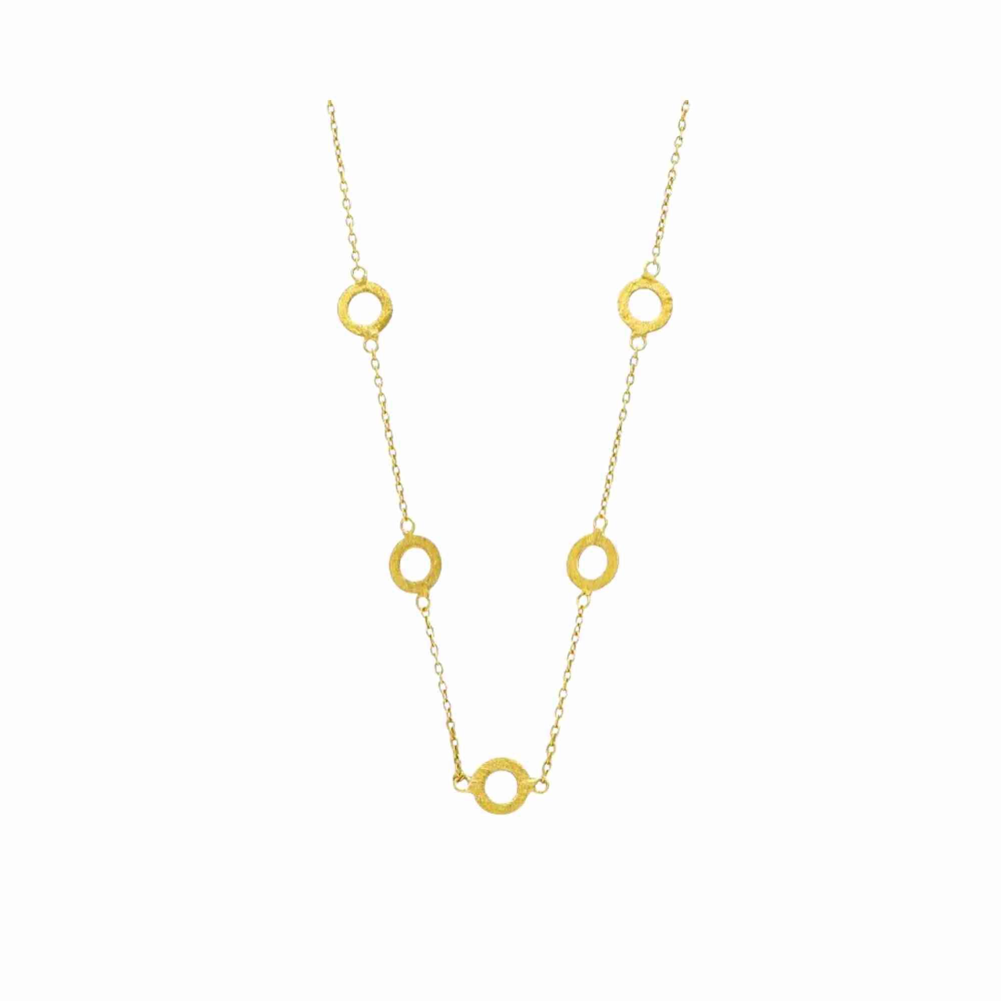 Shimmering Disks Multi-Circle Links Necklace Gold
