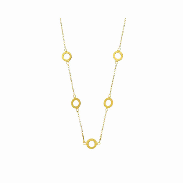 Shimmering Disks Multi-Circle Links Necklace Gold