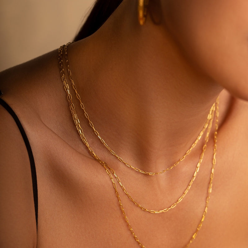 Pearls Galore Delicate Paperclip Links Chain Necklace Gold