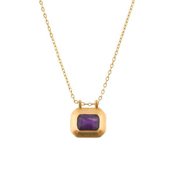 Delicate Vintage Amethyst Pendant Necklace Gold