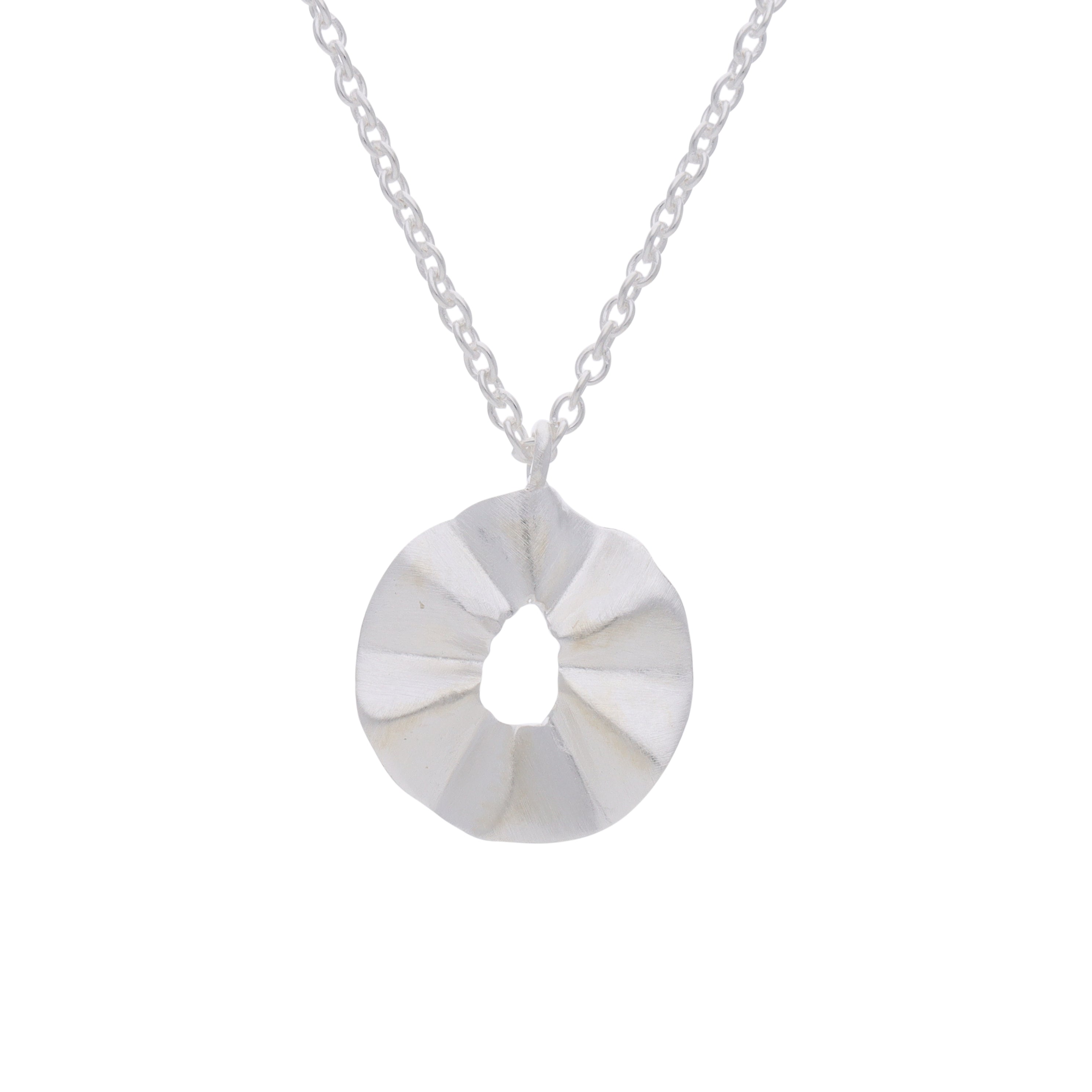 Ribbons and Lace Furls Pendant Necklace Silver