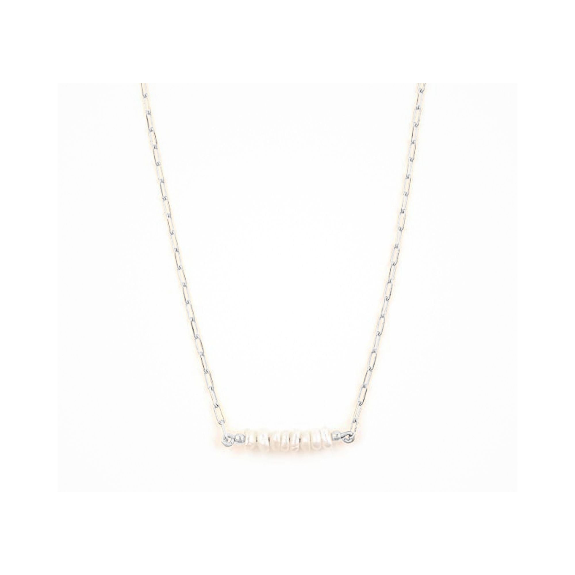 Pearls Galore Stacked Pearl Bar Pendant Necklace Silver