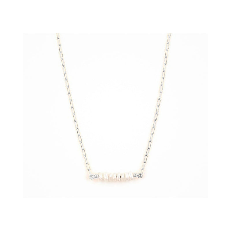 Pearls Galore Stacked Pearl Bar Pendant Necklace Silver