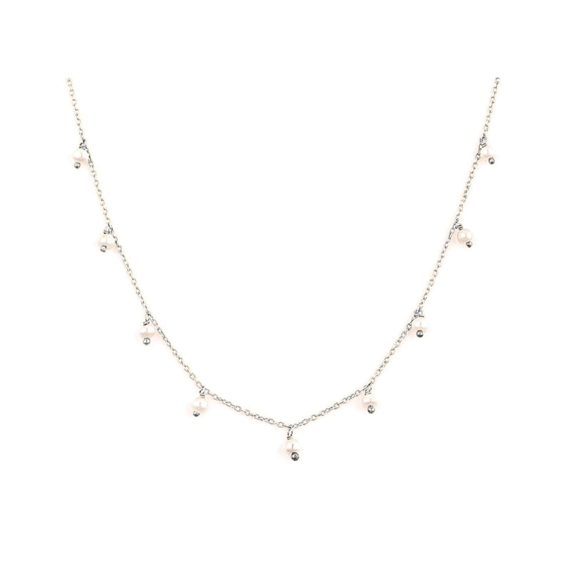 Pearls Galore Pearl Droplets Choker Necklace Silver