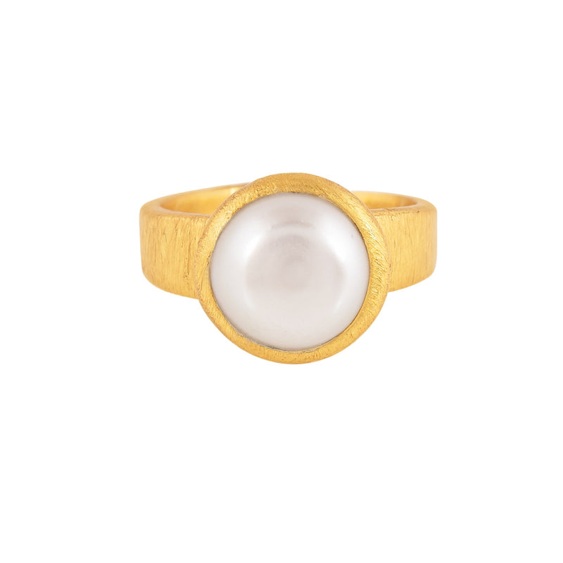 Pearls Galore Round Stone Ring Gold