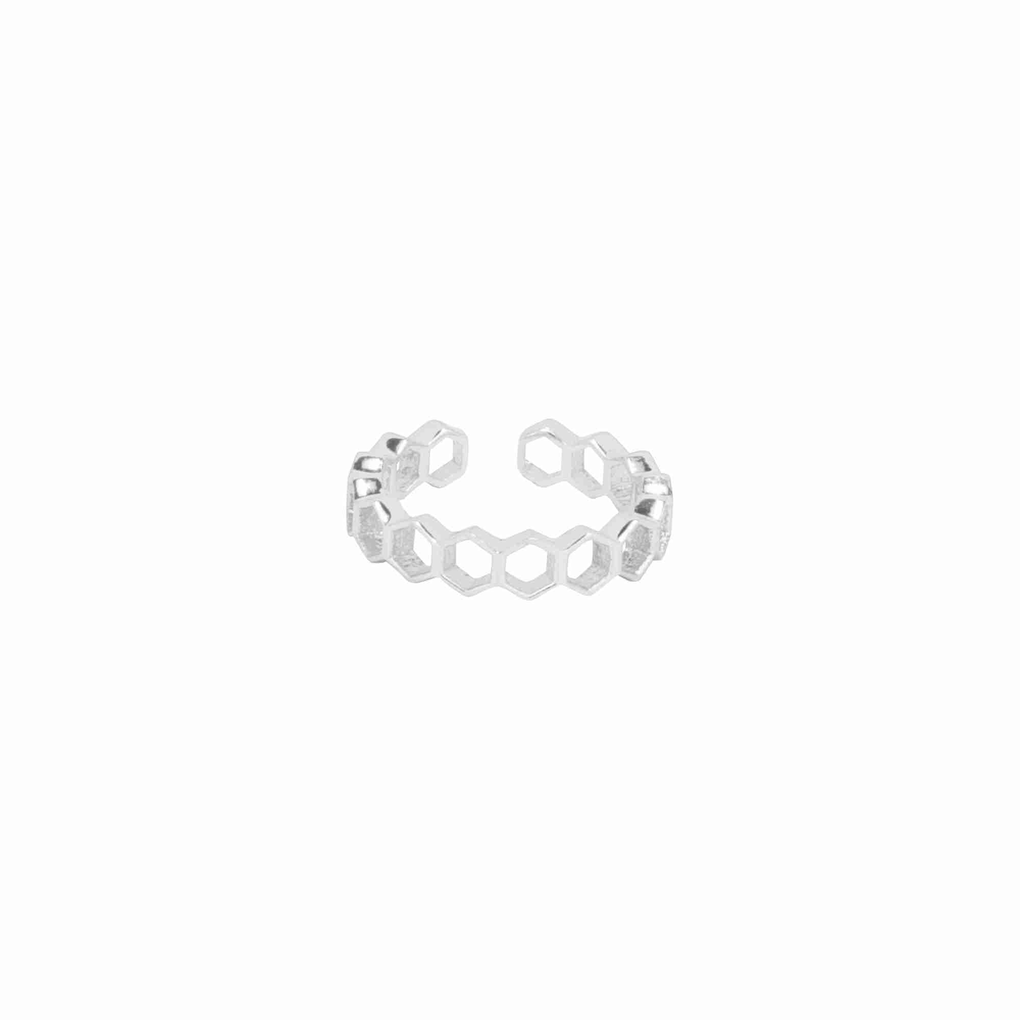 Geo Glam Hexagon Adjustable Band in Silver