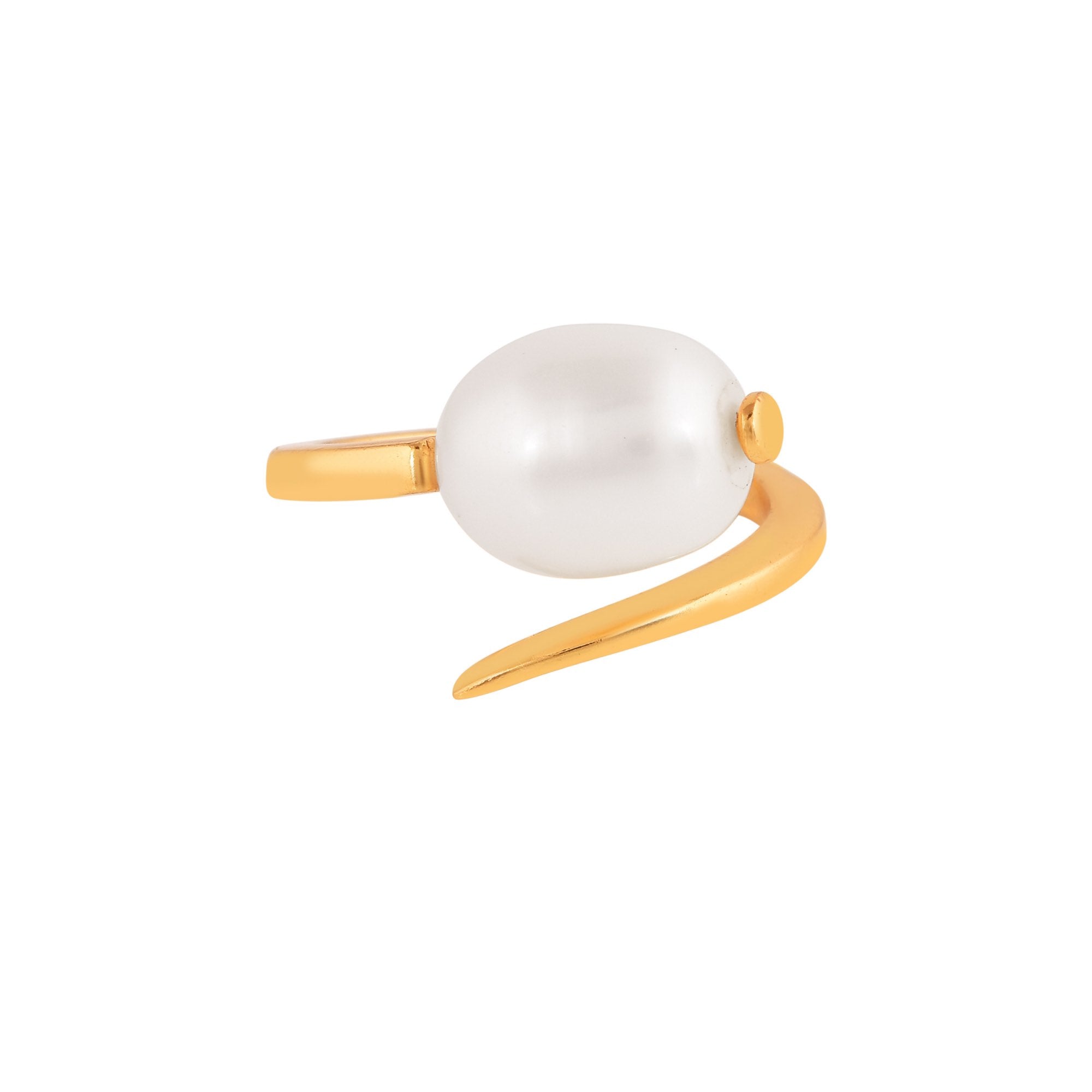 Pearls Galore Baroque Pearl Spiral Ring Gold