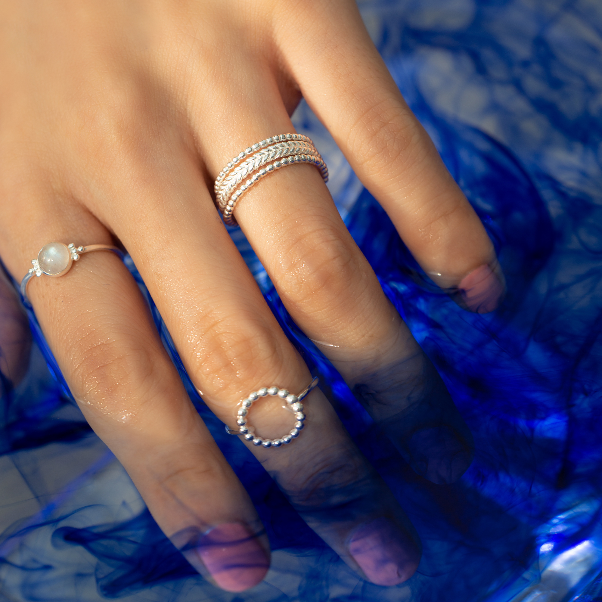 Delicate Vintage Round Stone Adjustable Ring