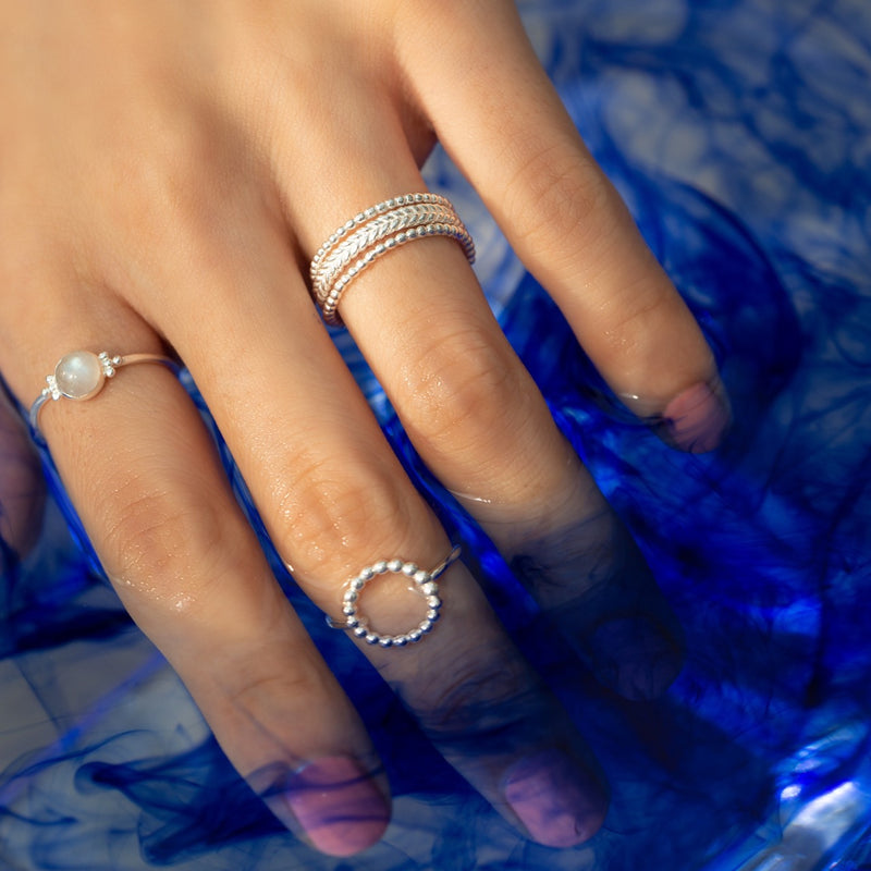 Love of Dots Triple Band Adjustable Ring in Silver