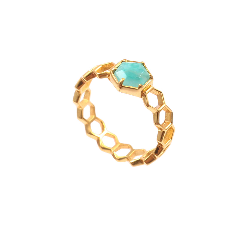 Geo Glam Hexagon Ring with Single Stone
