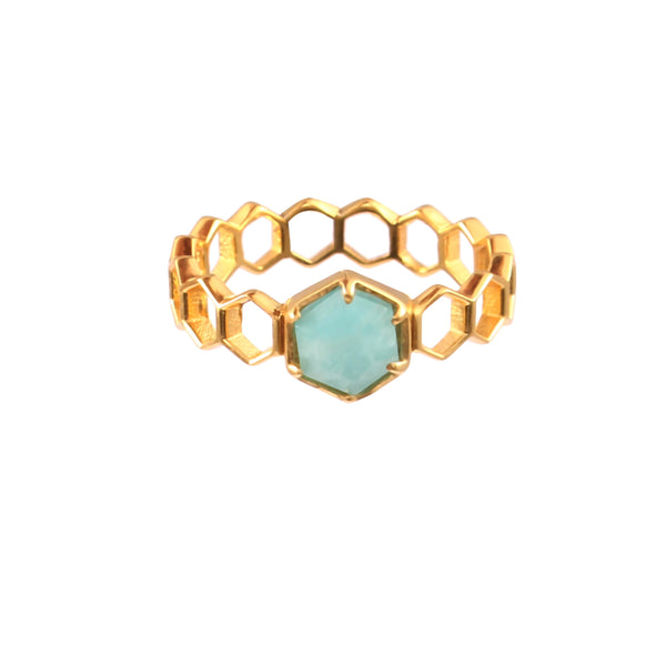 Geo Glam Hexagon Ring with Single Stone