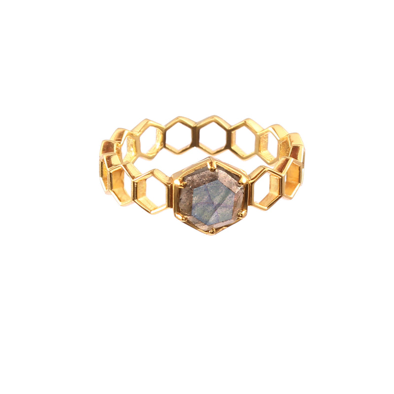 Geo Glam Hexagon Ring with Single Stone