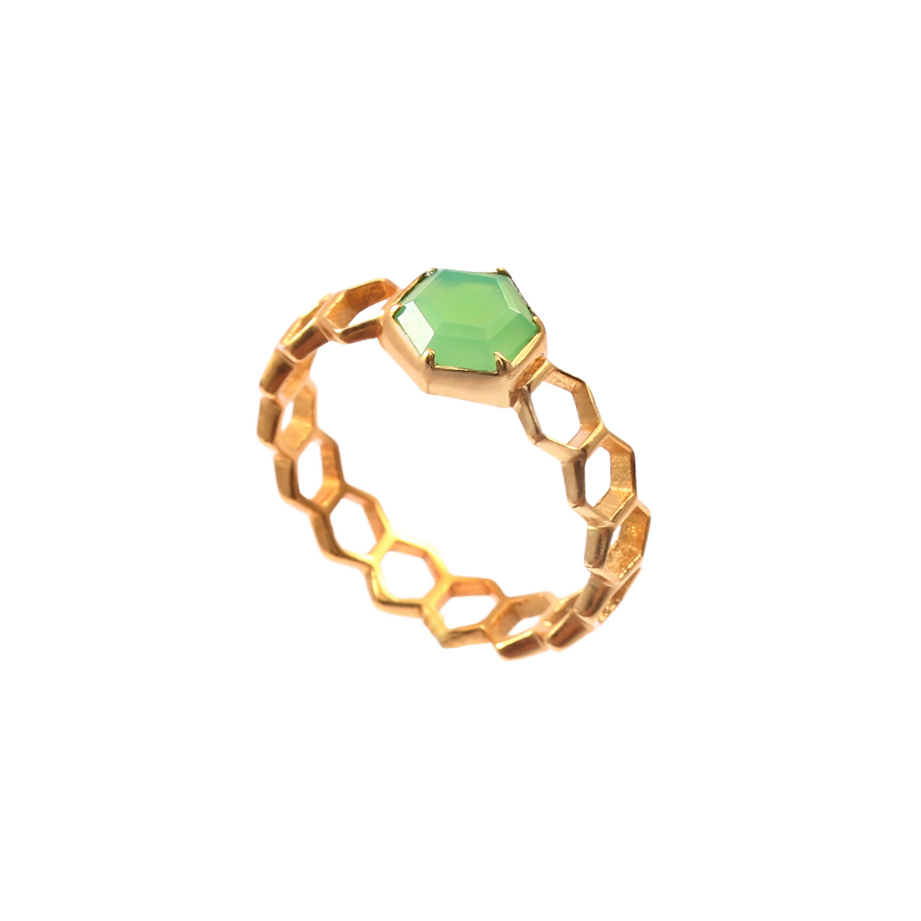 Geo Glam Hexagon Ring with Hexagon Solitaire Gold