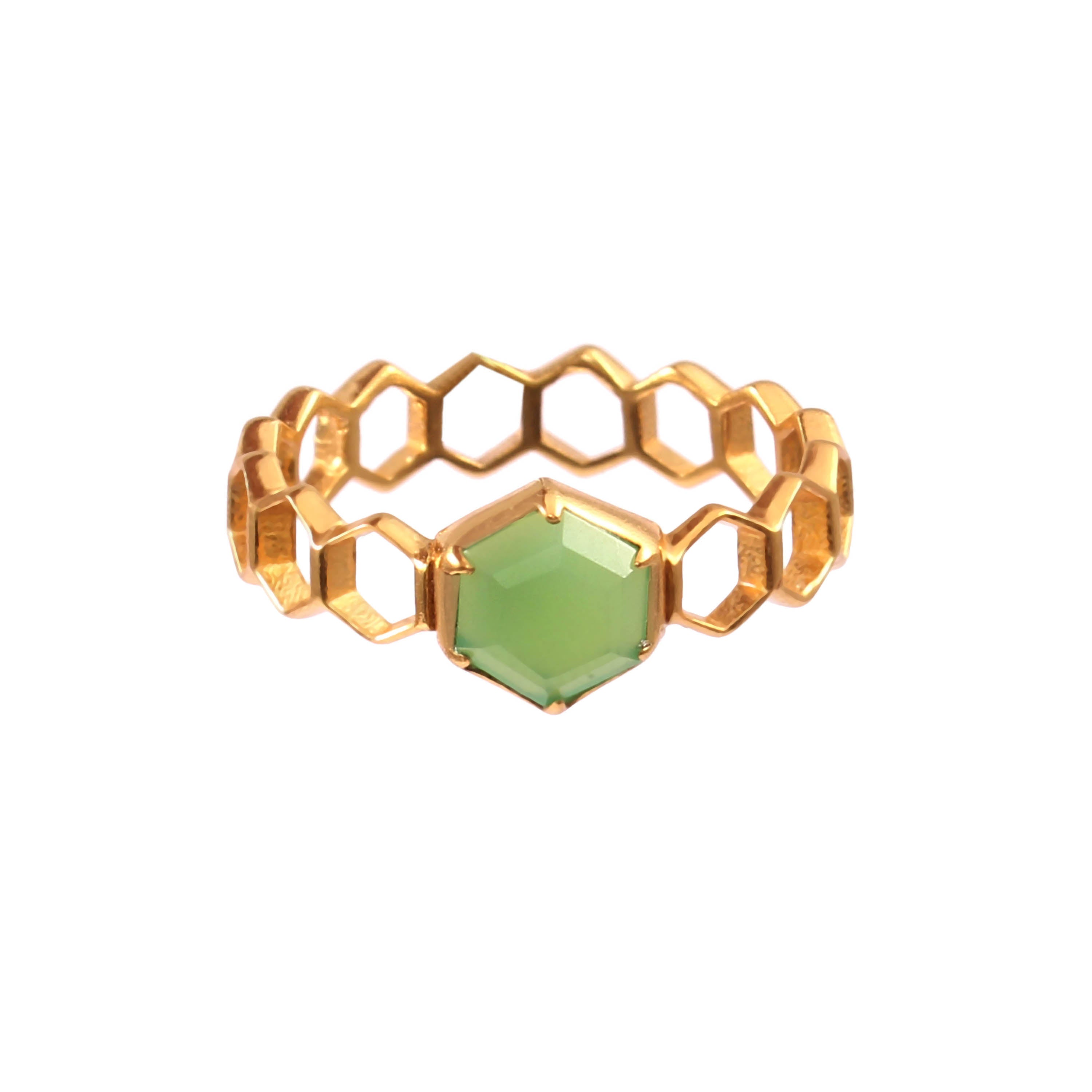 Geo Glam Hexagon Ring with Hexagon Solitaire Gold
