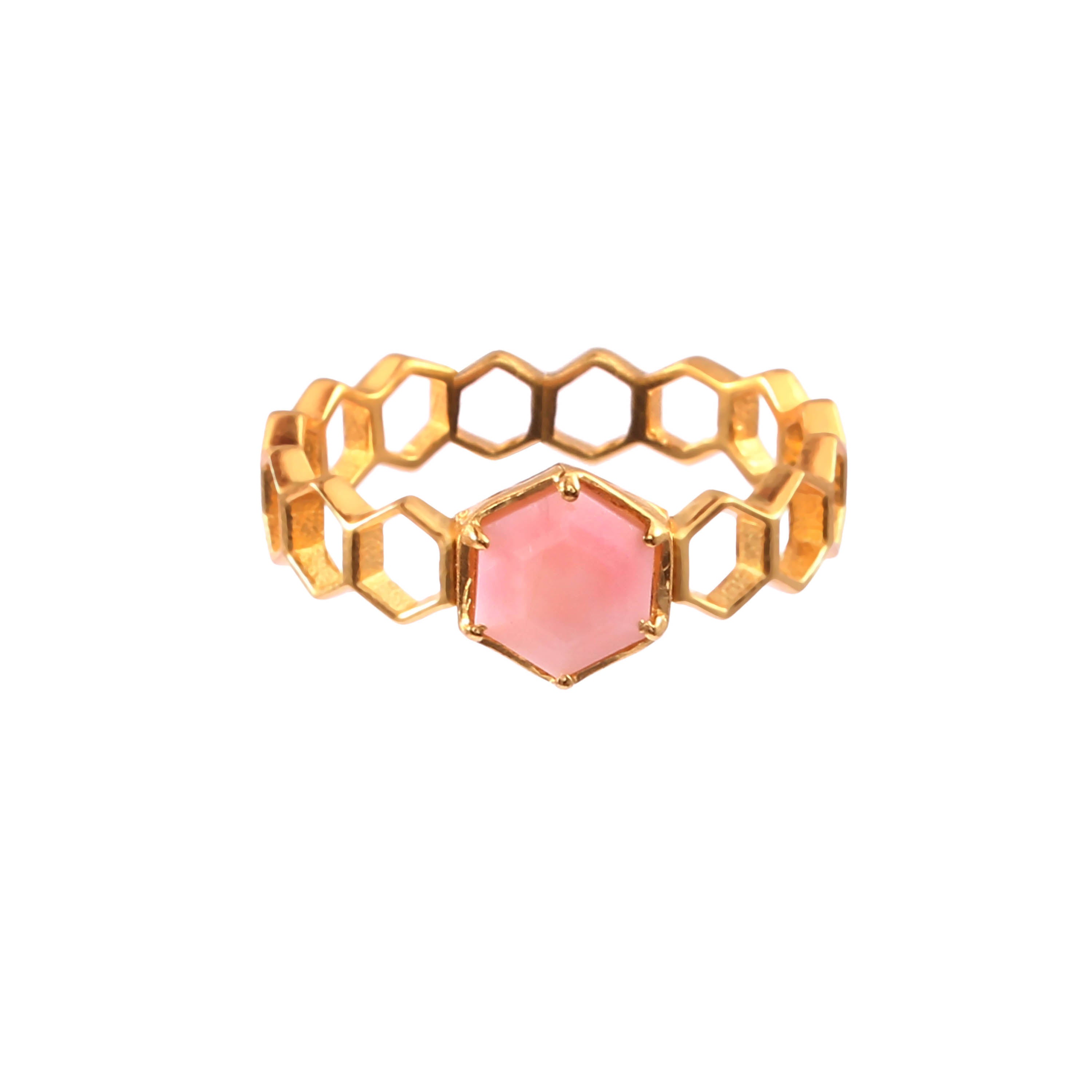 Geo Glam Hexagon Ring with Hexagon Solitaire Gold