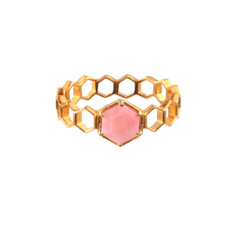 Geo Glam Hexagon Ring with Single Stone